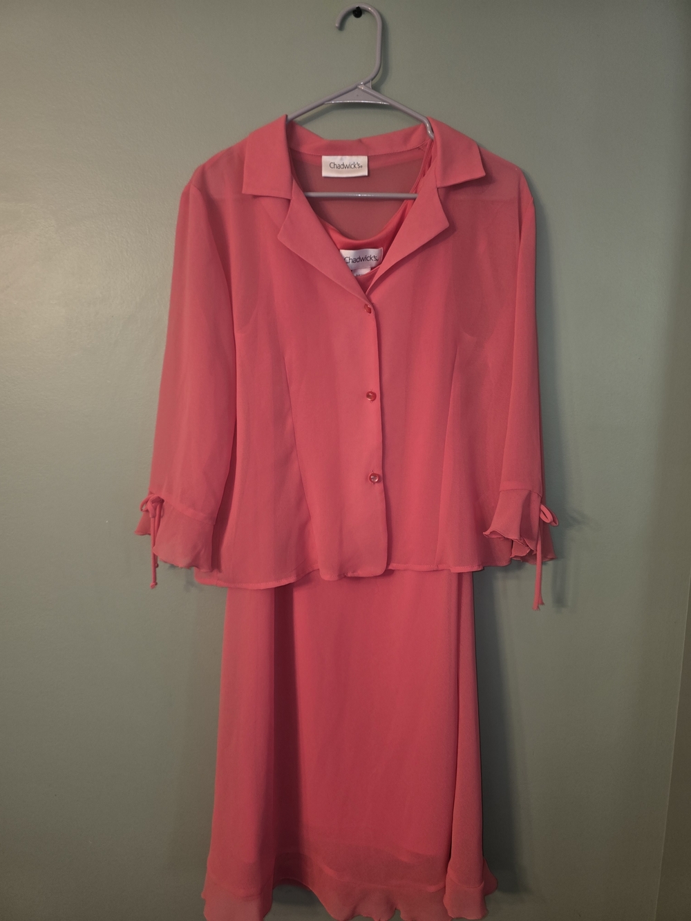 Chadwicks Coral Scoop-Neck Sleeveless A-Line Dress